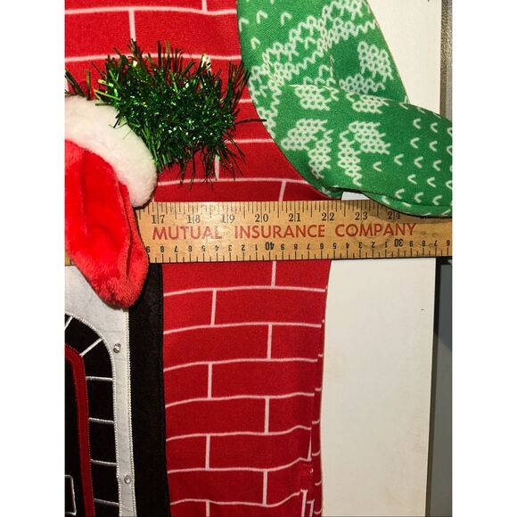 Christmas Pajamas One Piece Zip Suit Light Chimney Stockings Adult Large Red ugl - Picture 4 of 7